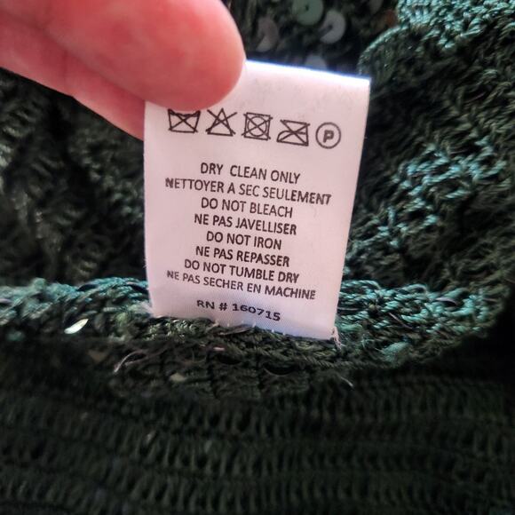 Retrofete Celeste Sequin Crochet Dress Green One Sleeve Slit Size XS/S - Picture 14 of 14